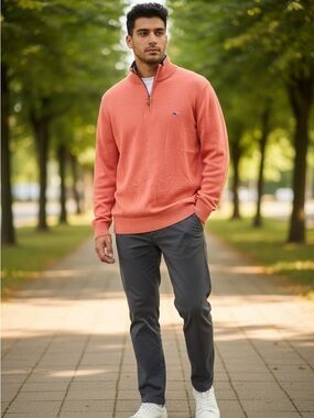 Vineyard Vines Half-Zip Coral Men's Pullover